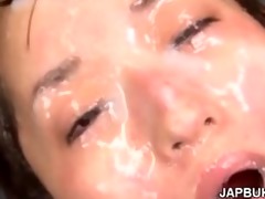 bawdy cumcovered japanese bukkake beauty cleans
